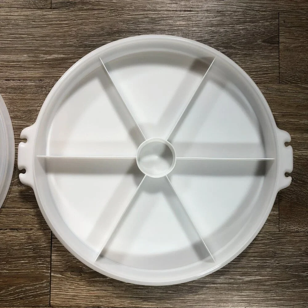 Vintage Tupperware 405-1 Party Susan Divided Relish Veggie Tray with Lid 224-16